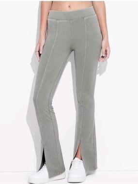 Wild Fable Ribbed Split Hem Leggings Sage Green High Waisted Flare Pants Small